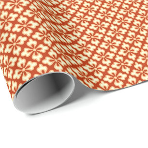 Papel De Regalo Impresión floral del kimono, mandarina