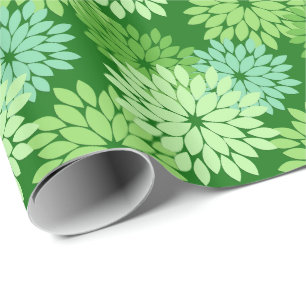 Papel De Regalo Impresión floral moderna del kimono, verde lima