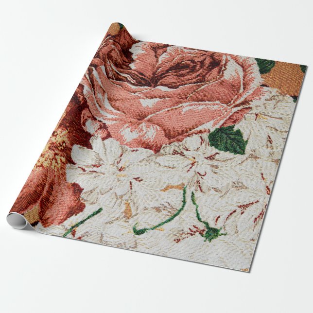 Papel De Regalo Impresión floral retra de la tela (Desenrollado)