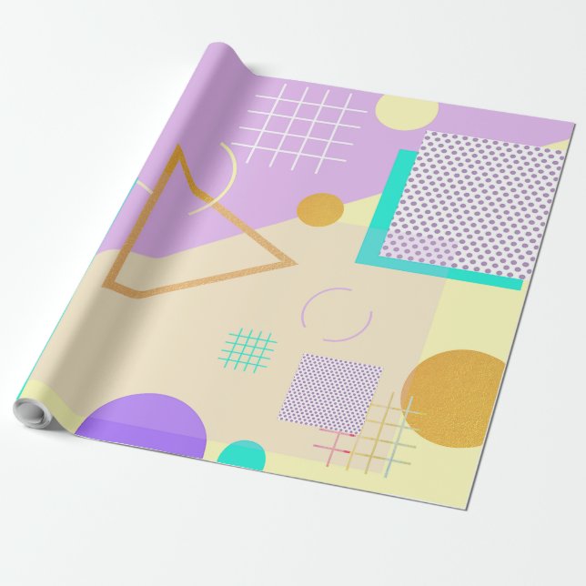 Papel De Regalo Impresión geométrica amarilla (Desenrollado)