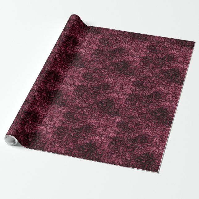 Papel De Regalo Impresión Glam Burgundy Leopard (Desenrollado)