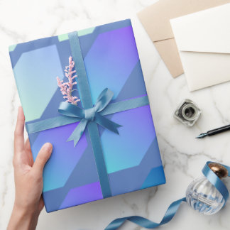 Papel De Regalo Impresión hexagonal de degradado azul