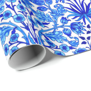 Papel De Regalo Impresión hidráulica William Morris, azul cobalt