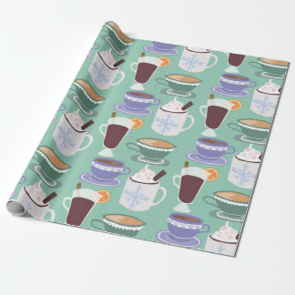Papel De Regalo Impresión hivernal caliente de las bebidas