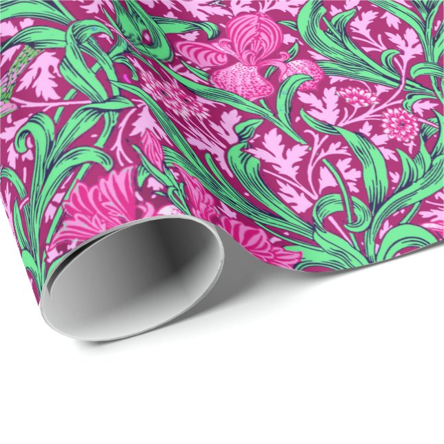 Papel De Regalo Impresión iris de estilo Art Nouveau, rosa fuchsia (Esquina del rollo)