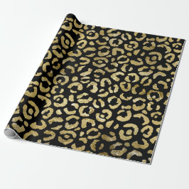 Papel De Regalo Impresión lujosa de Leopardo Negro Glam Gold