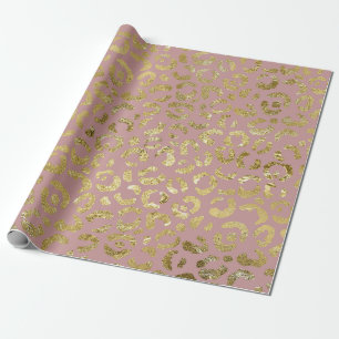 Papel De Regalo Impresión lujosa de Leopardo rosa Glam Gold
