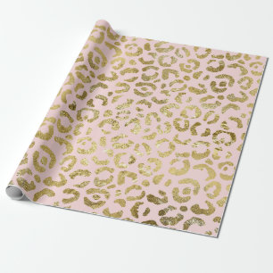 Papel De Regalo Impresión lujosa de Leopardo rosa Glam Gold Light