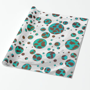 Papel De Regalo Impresión marrón y azul teal de dálmata