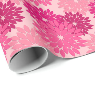 Papel De Regalo Impresión moderna de kimono floral, rosa coral
