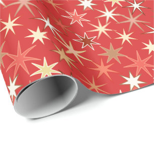 Papel De Regalo Impresión moderna de Starburst, naranja mandarín p