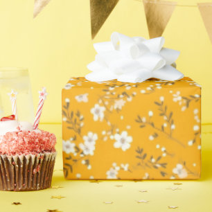 Papel De Regalo Impresión posa blanca sobre oro