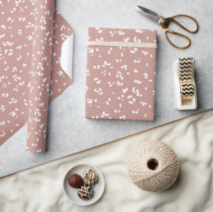 Papel De Regalo Impresión rosa + guepardo blanco   Impresión mínim