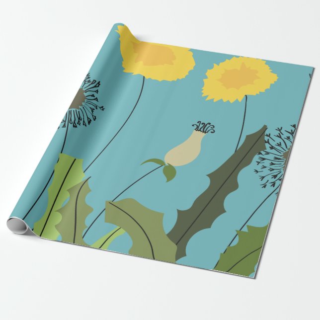Papel De Regalo Impresión salvaje del diente de león (Desenrollado)