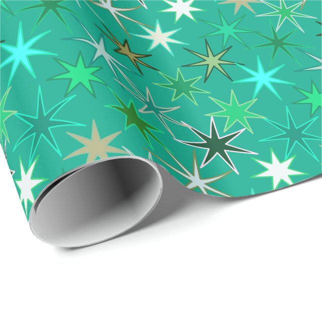 Papel De Regalo Impresión Starburst moderna, turquesa y Aqua (Esquina del rollo)