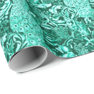 Papel De Regalo Impresión, turquesa y aguamarina del pavo real de