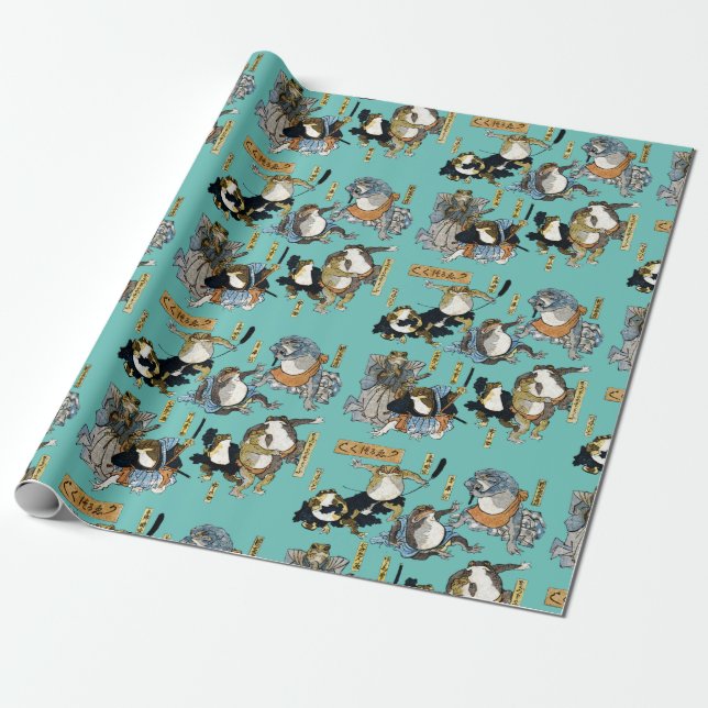 Papel De Regalo Impresión Ukiyo-e - ranas como actores de Kabuki (Desenrollado)