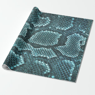 Papel De Regalo Impresión verde azulada de piel de serpiente, pat