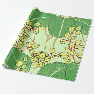 Papel De Regalo Impresión xilográfica japonesa de hoja verde botán