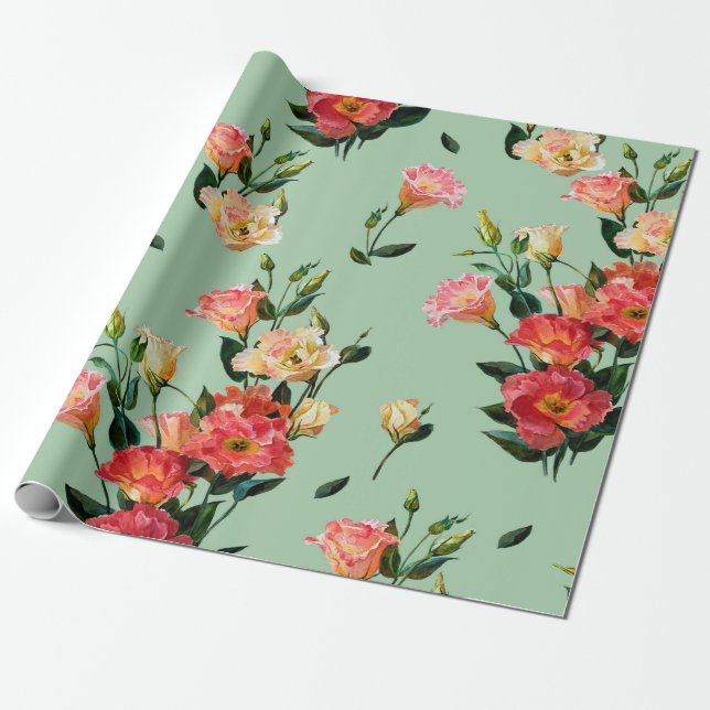 Papel De Regalo Impresionante estampado floral al estilo victorian (Desenrollado)