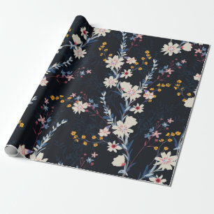Papel De Regalo Impresionante estampado floral en el jardín noctu