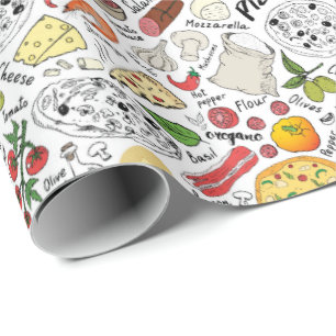 Papel De Regalo Impresionante fiesta de pizza con azulejos