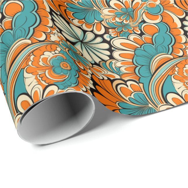 Papel De Regalo Impresionante patrón retro de baldosas (Esquina del rollo)