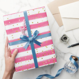 Papel De Regalo Impresionantes Bandas Rosa Y Fiesta Chica Purpurin