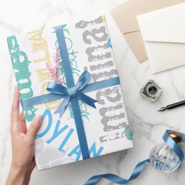 Papel De Regalo Impresionantes Blues Personalizados Verdes Cada Ve (Regalar)