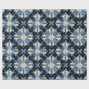 Papel De Regalo Impresionantes copos de nieve celta azul