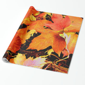 Papel De Regalo Impresionantes hojas de otoño naranja atrevidas