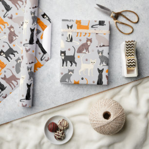 Papel De Regalo Impresiones de gatos y pintas
