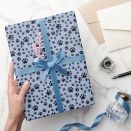 Papel De Regalo Impresiones de pintura negra en azul claro