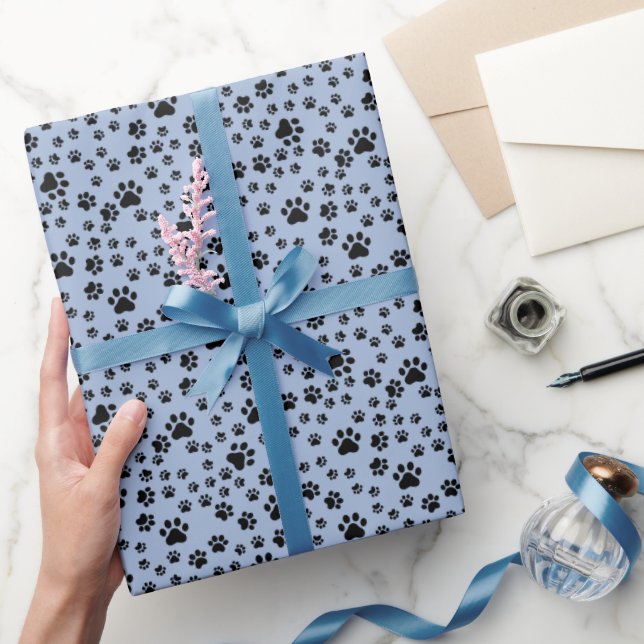 Papel De Regalo Impresiones de pintura negra en azul claro (Regalar)