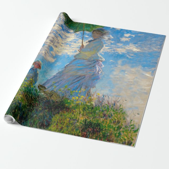 Papel De Regalo Impresionismo de Monet Woman Parasol (Desenrollado)