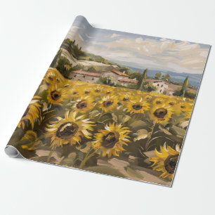 Papel De Regalo Impresionista pintura en campo de girasol