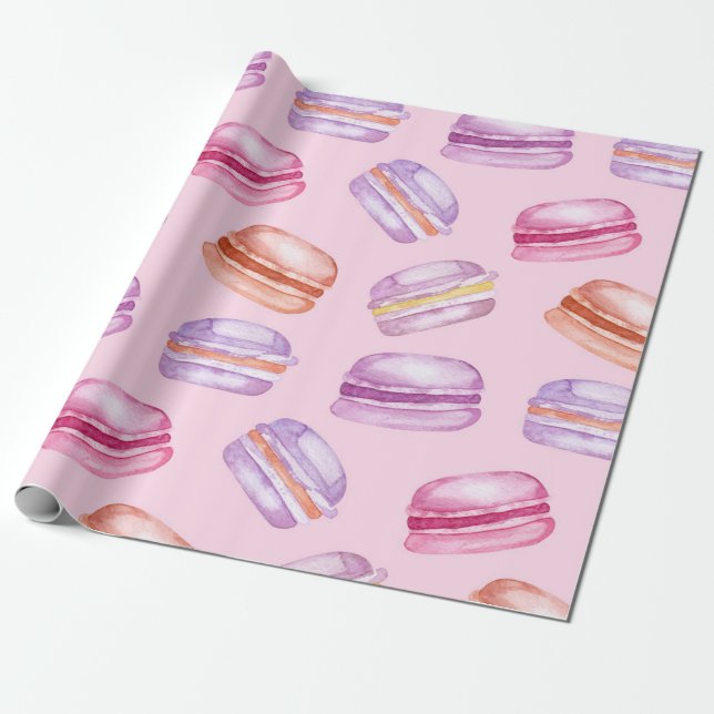 Papel de regalo impreso con bonitos macarrones (Desenrollado)