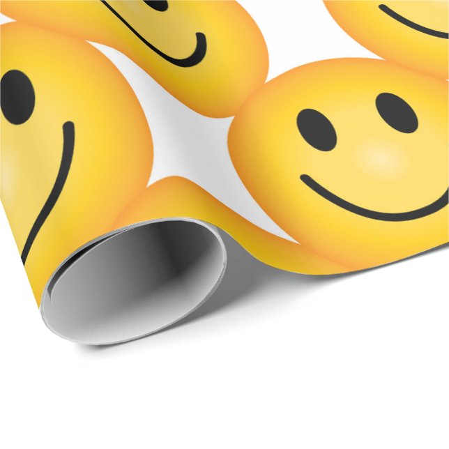 Papel de Regalo Impreso con Emoji de Cara Feliz So (Esquina del rollo)