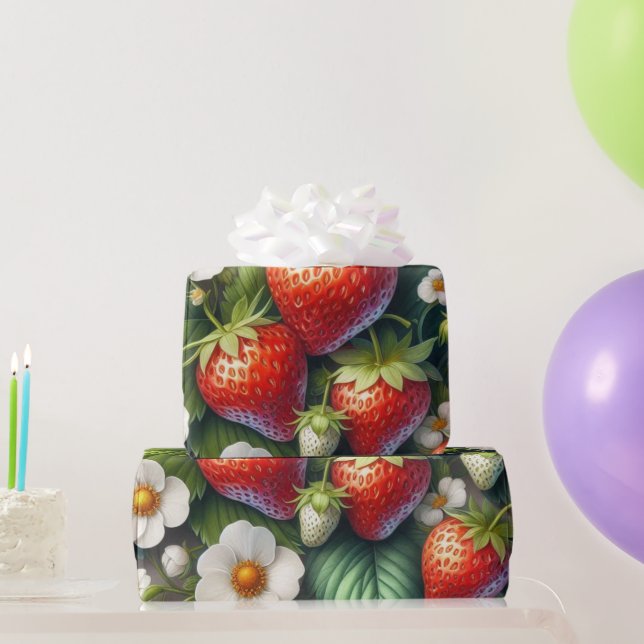 Papel de regalo impreso de fresa de verano (Regalos de fiesta)