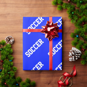 Papel De Regalo Inclinación atlética texto de FÚTBOL blanco sobre