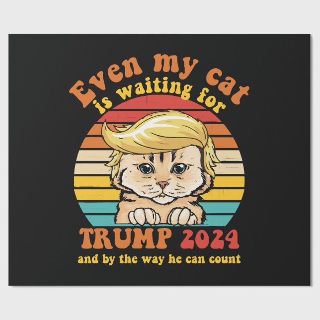 Papel De Regalo Incluso Mi Gato Está Esperando La Prenda De Trump  (Superficie plana)