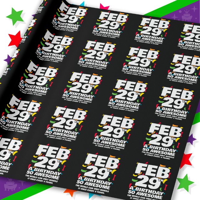 Papel De Regalo Increíble cumpleaños 2024 Día de Salto Año 29 feb. (Subido por el creador)