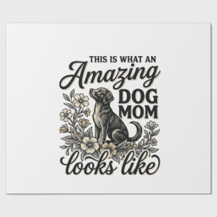 Papel De Regalo Increíble diseño floral vintage de mamá de perro_1