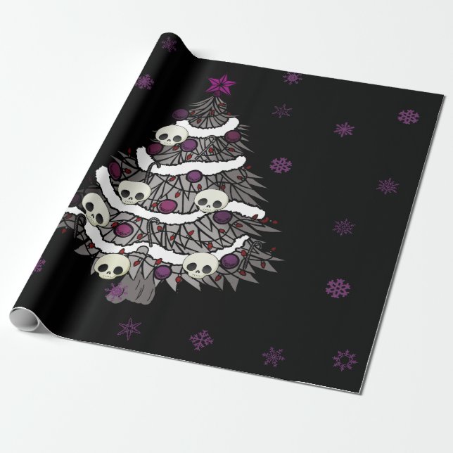 Papel De Regalo Increíble Gótico morado y negro (Desenrollado)