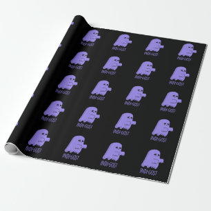 Papel De Regalo Indi-gost Funny Halloween Indigo Ghost Pun Dark BG