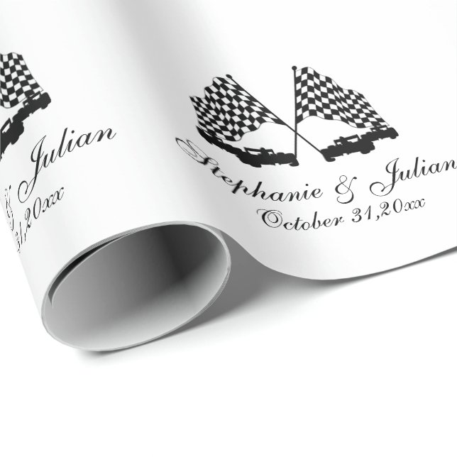 Papel De Regalo Indicador Race Cars Checker (Esquina del rollo)