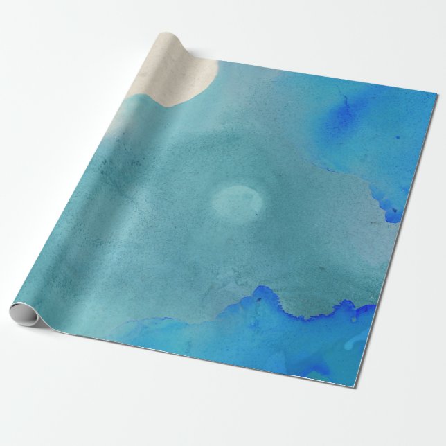 Papel De Regalo Indigo azul azul índigo acuarela kraft océano (Desenrollado)
