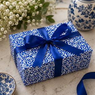 Papel De Regalo Indigo Heritage Classic Portuguese Geometric
