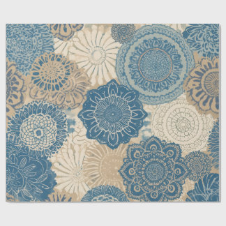 Papel De Regalo Índigo Marrón Floral Boho