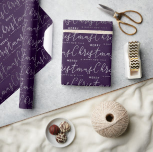 Papel De Regalo Indigo Moderno Patrón de Letra “Feliz Navidad”